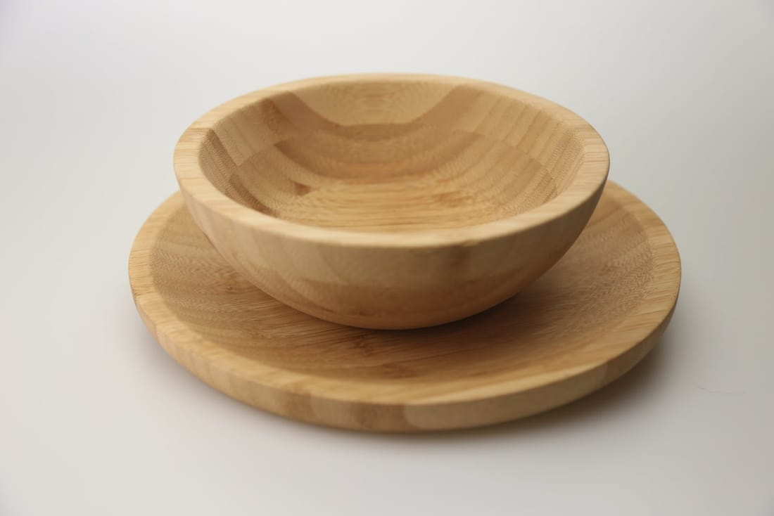 Bamboo bowl and plate