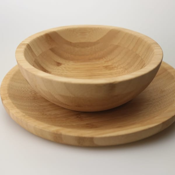 Bamboo bowl and plate