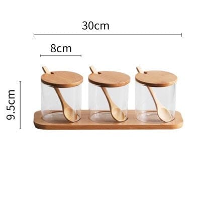 GÓNDOLA set of glass spice jars, Three jars, same height