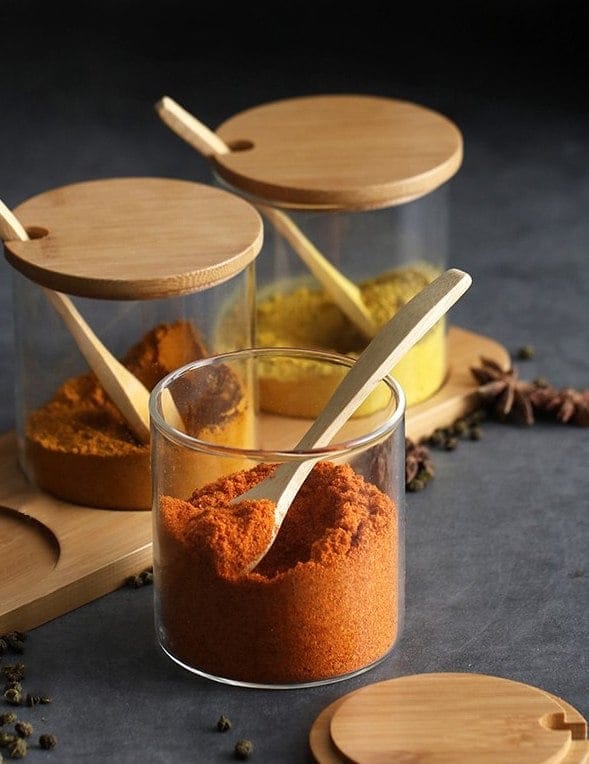 GÓNDOLA set of glass spice jars
