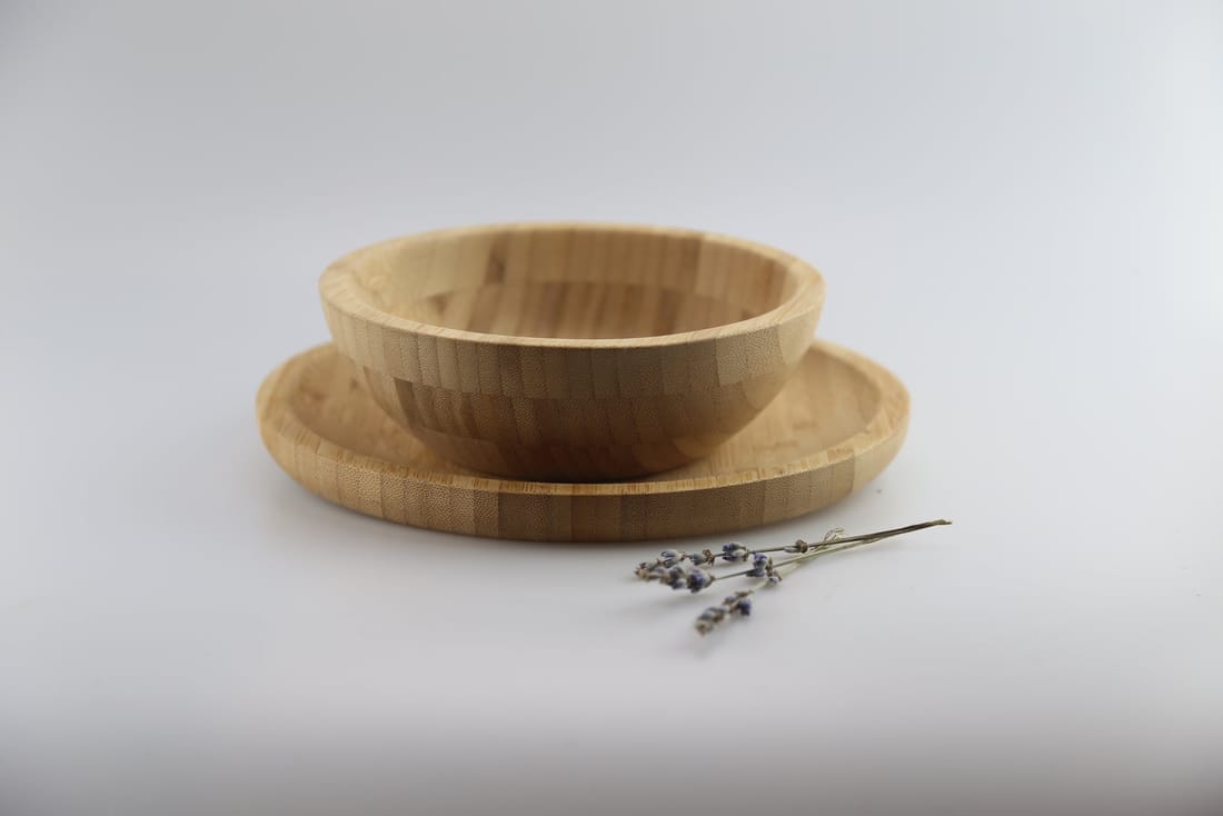 Bamboo bowl and plate, view 4