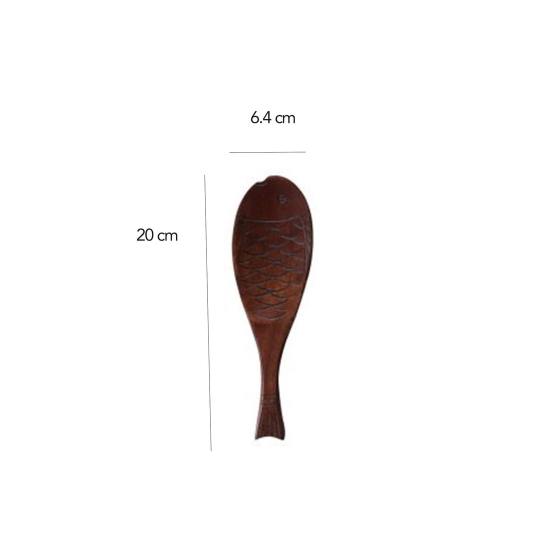 Cuchara de madera con forma de pez para salsas, Cóncava café