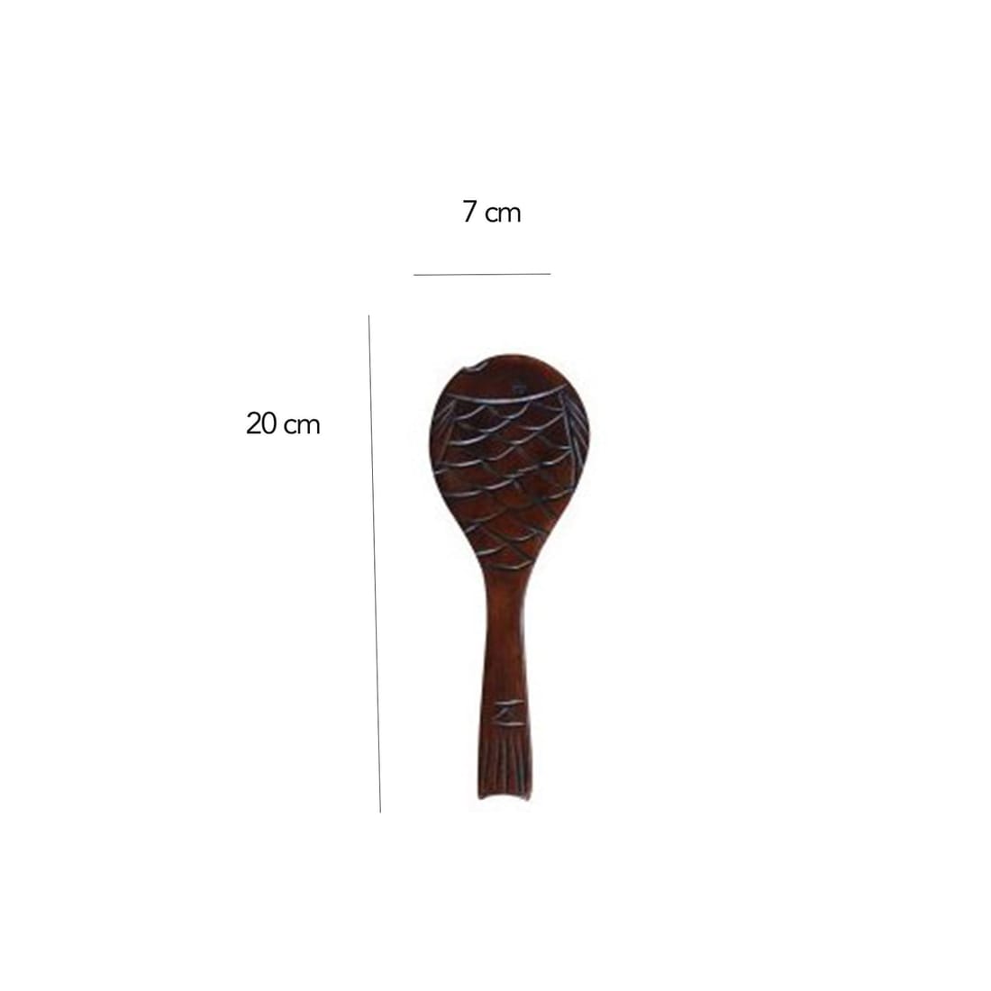 Cuchara de madera con forma de pez para salsas, Plana café