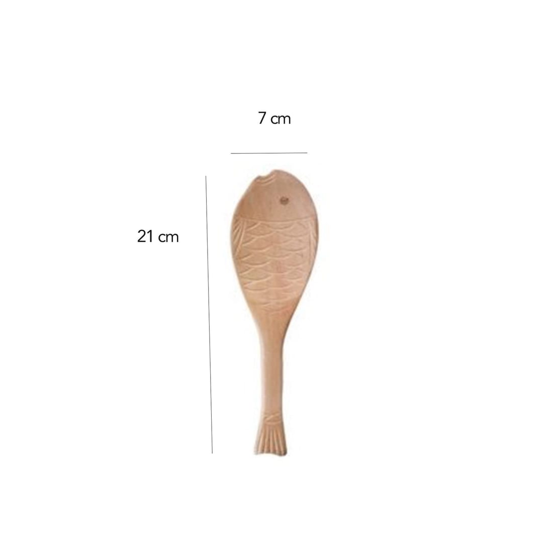 Cuchara de madera con forma de pez para salsas, Cóncava natural