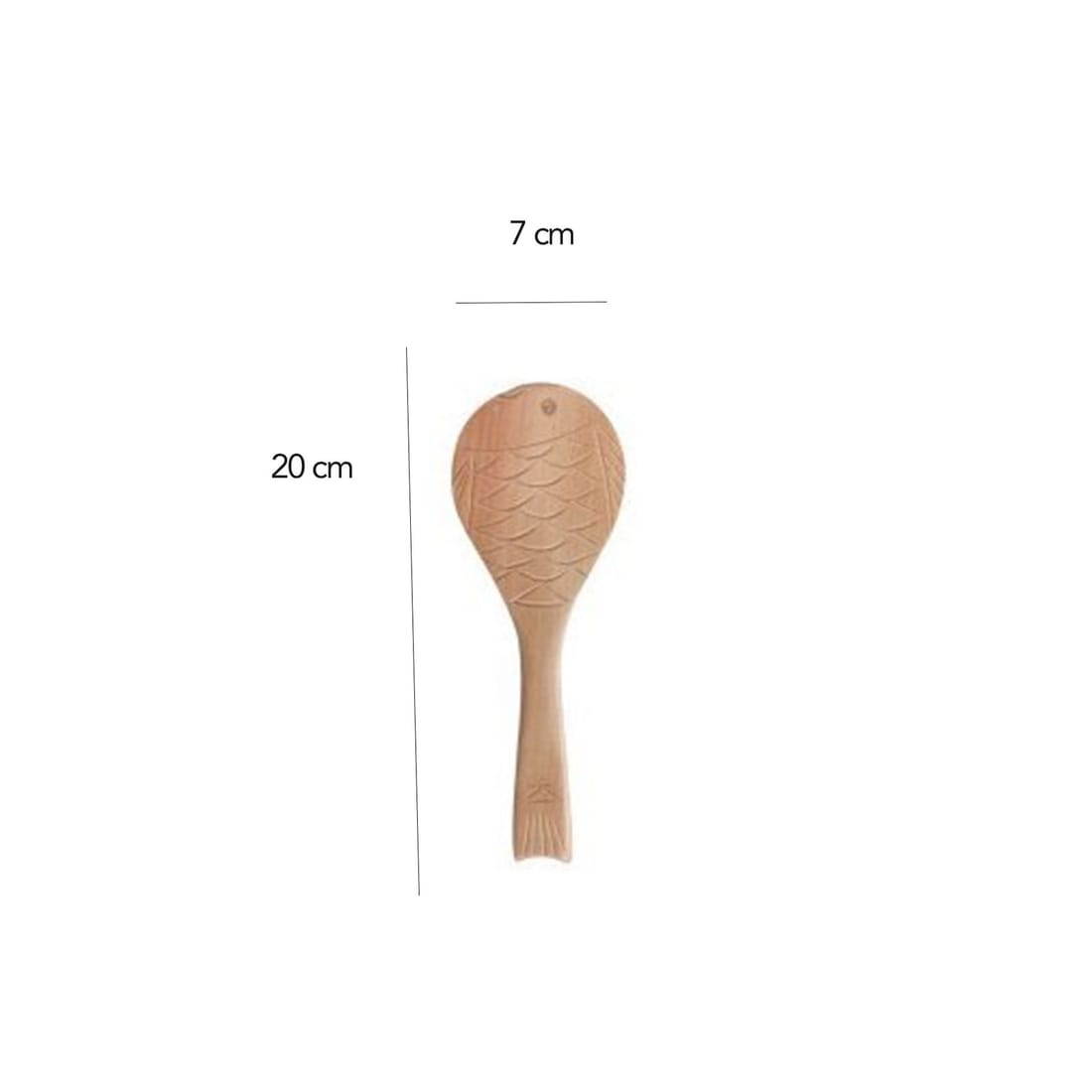 Cuchara de madera con forma de pez para salsas, Plana natural
