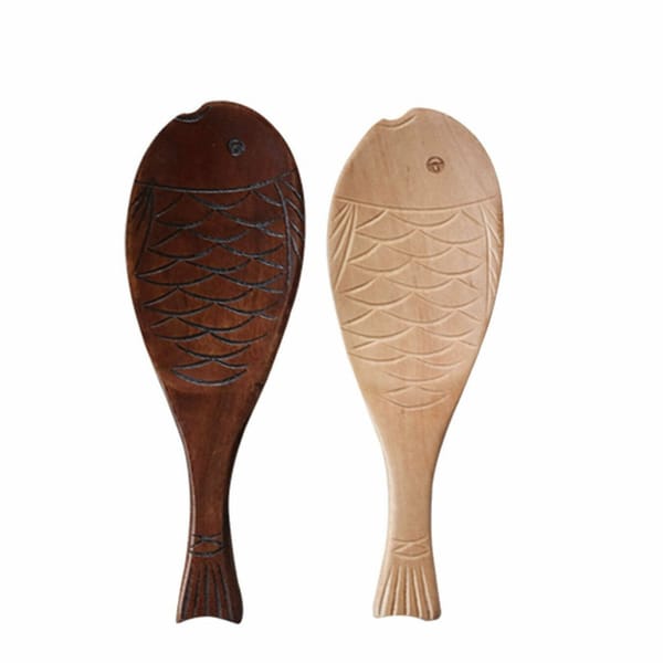 Fish-shaped wooden sauce spoon
