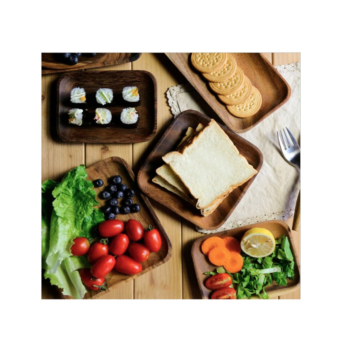 KAISEKI acacia wood plates, view 4